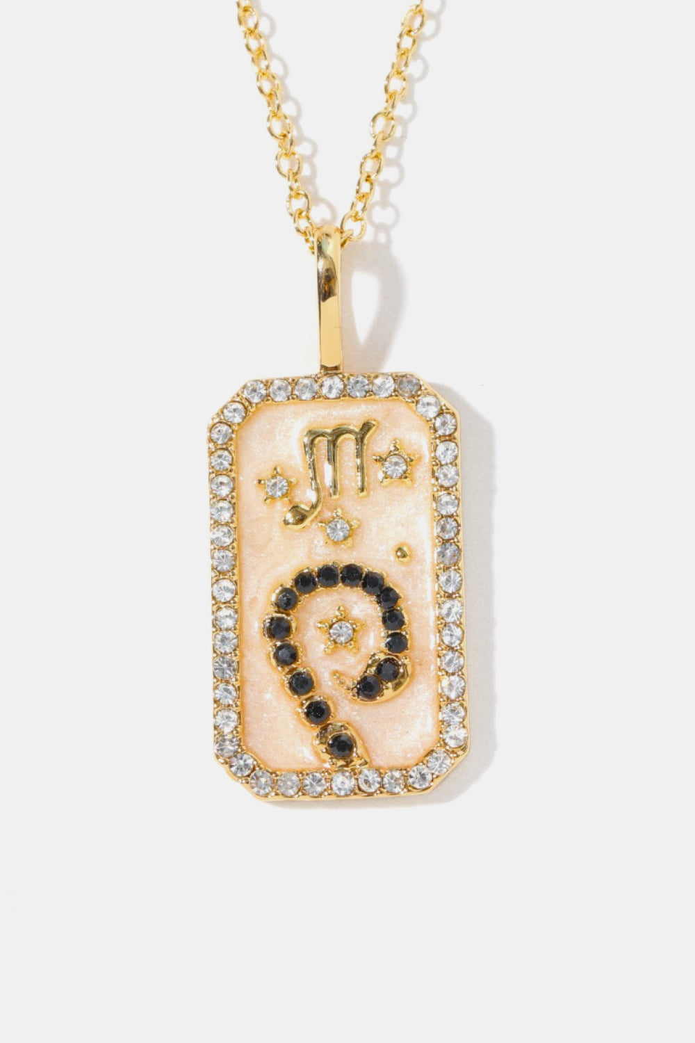 White Smoke Rhinestone Constellation Pendant Copper Necklace Zodiac