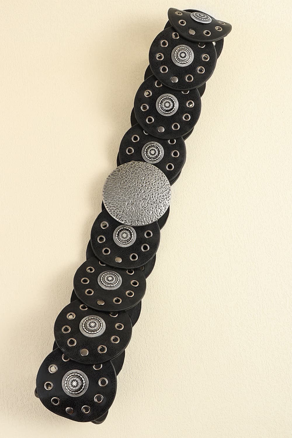 Antique White Round Shape PU Leather Belt