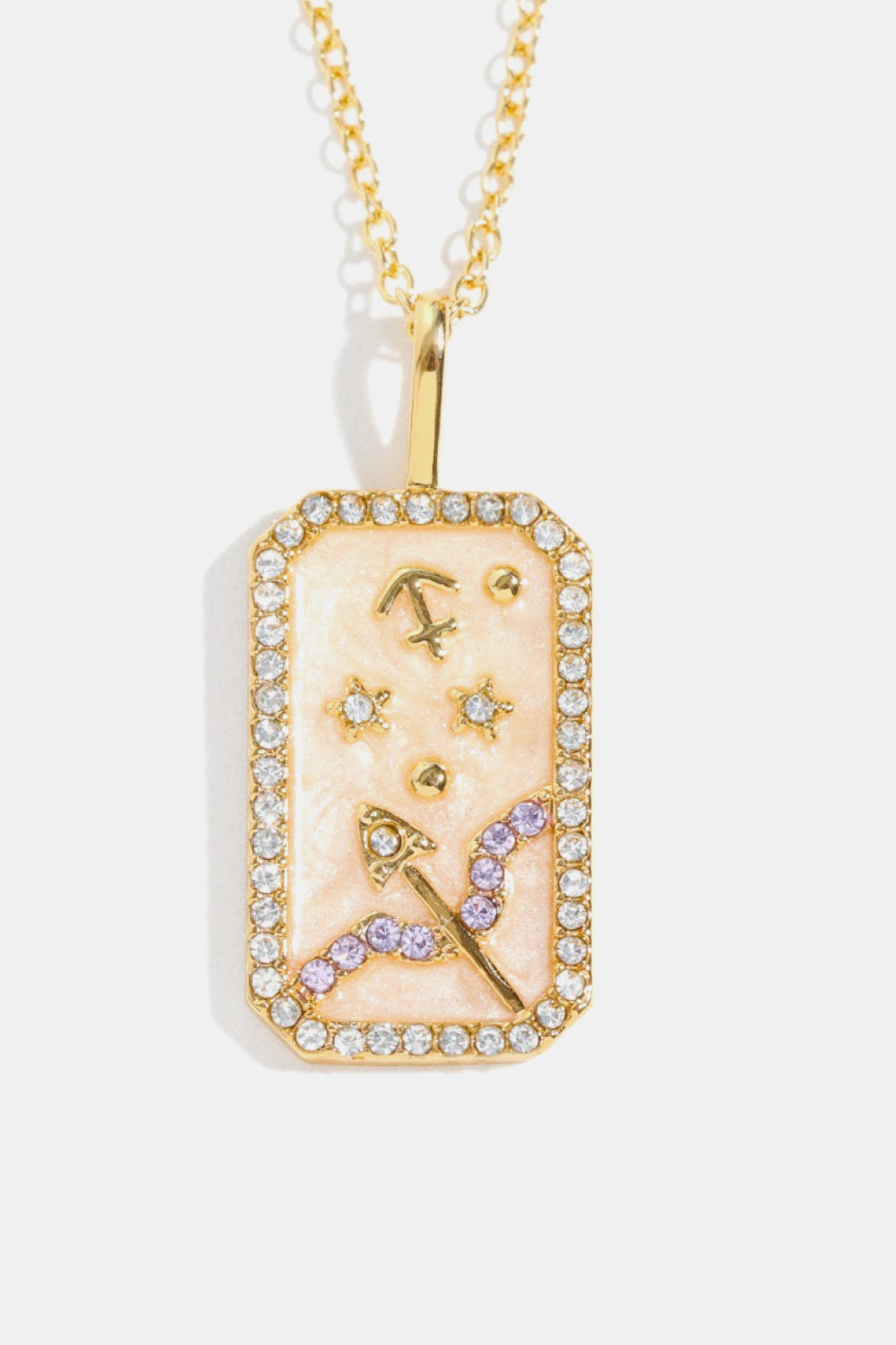 White Smoke Rhinestone Constellation Pendant Copper Necklace Zodiac