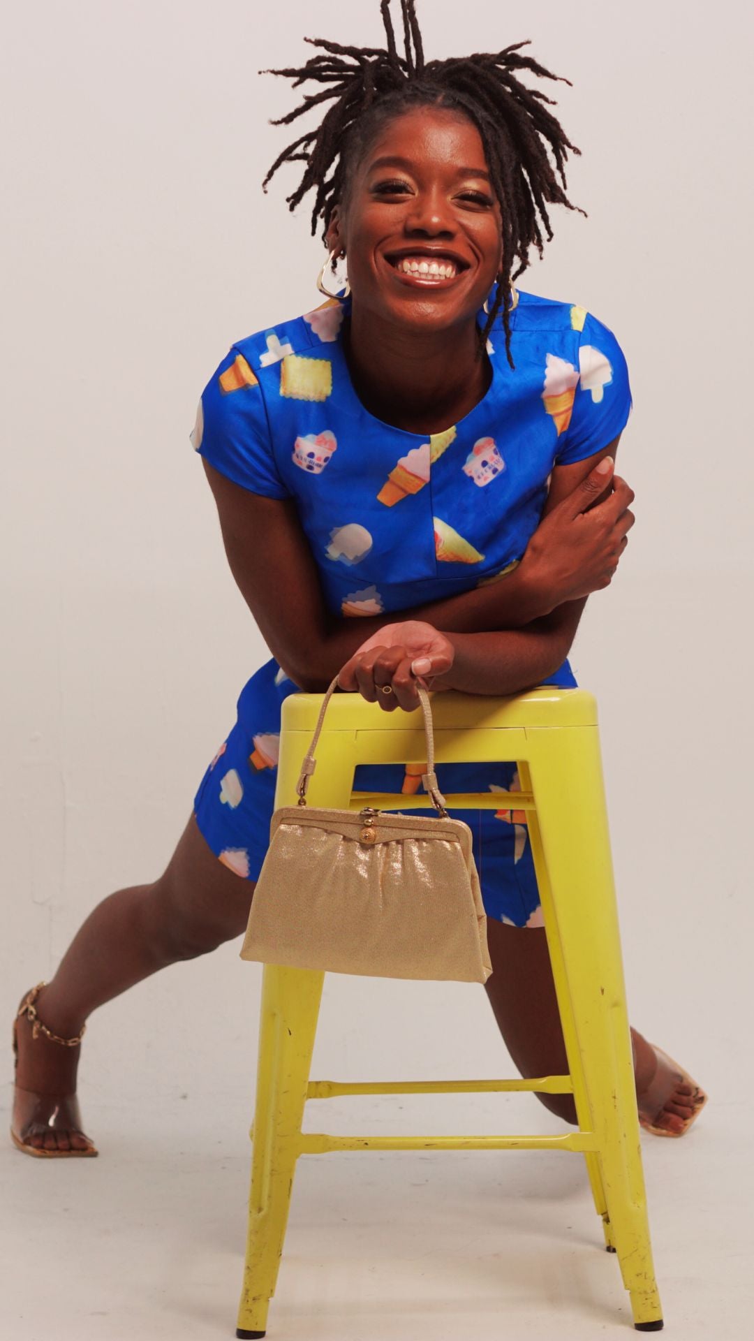 Gray Ice Cream Paint Job Holographic Shorts Set Outfit Sets