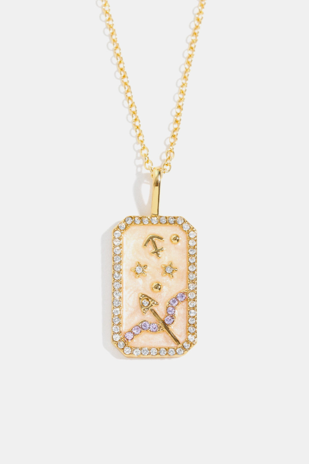 White Smoke Rhinestone Constellation Pendant Copper Necklace Zodiac