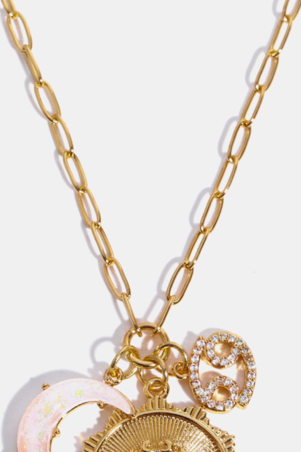 White Smoke Constellation and Moon Pendant Copper Necklace Zodiac