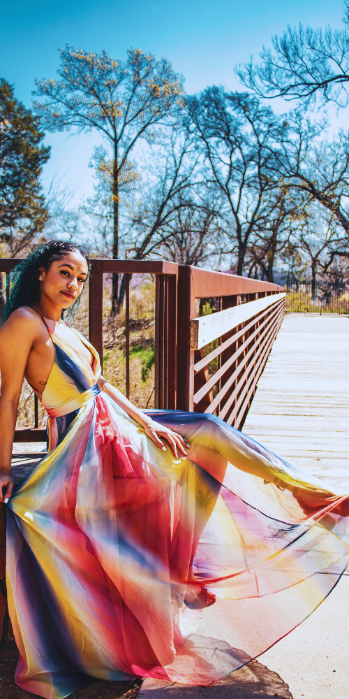 Saddle Brown Ashley Rainbow Tie-Dye Maxi Dress Maxi Dresses