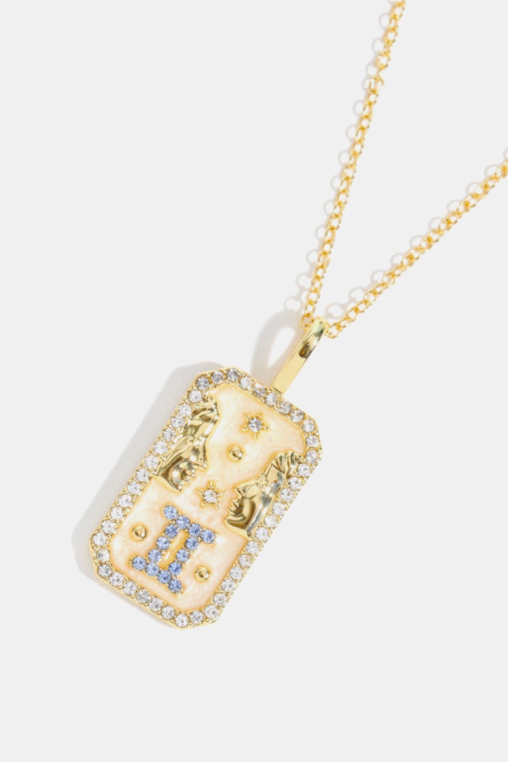 White Smoke Rhinestone Constellation Pendant Copper Necklace Zodiac