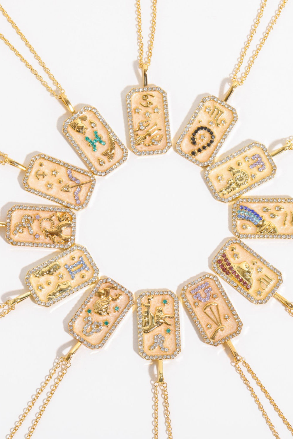 White Smoke Rhinestone Constellation Pendant Copper Necklace Zodiac