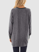 Light Gray Rainbow Graphic Round Neck Sweatshirt with Pockets