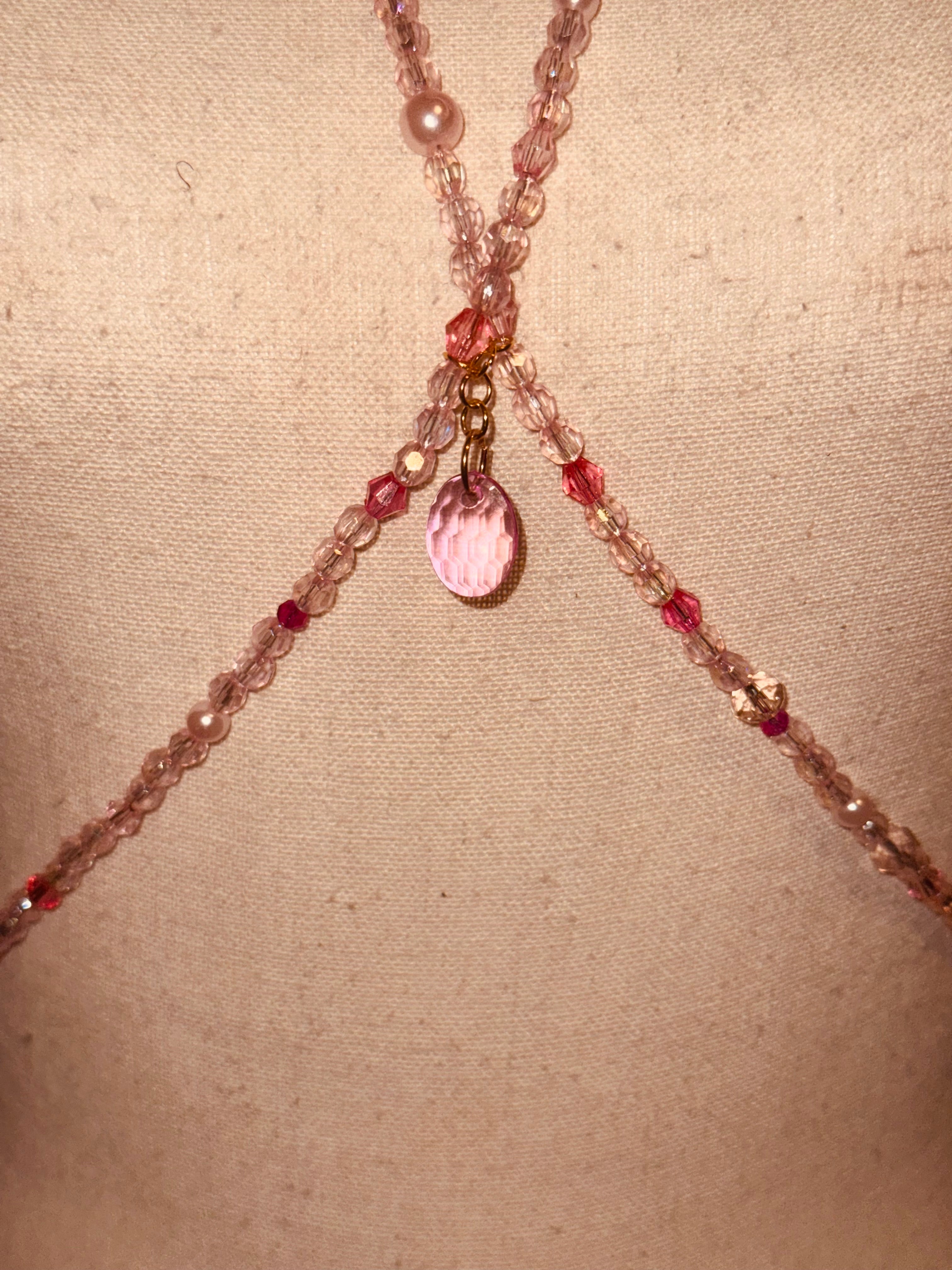 Wheat Lover Girl Pink Beaded Body Chain