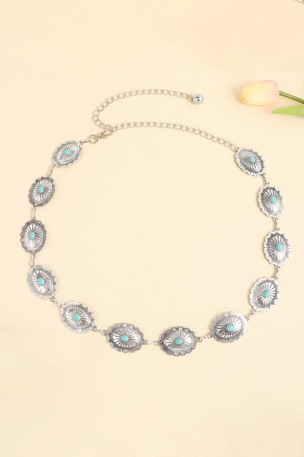 Antique White Vintage Turquoise Alloy Belt