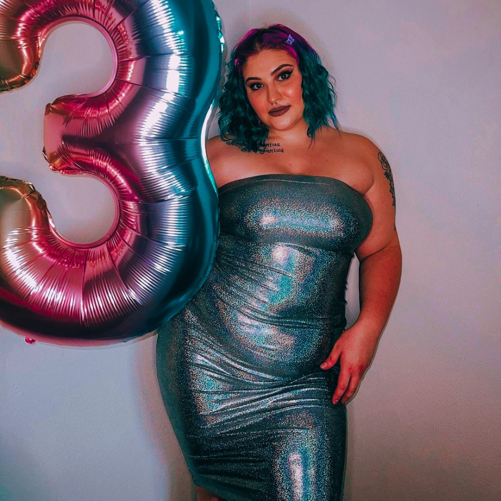 Rosy Brown Gabby holographic dress Curvy Dress