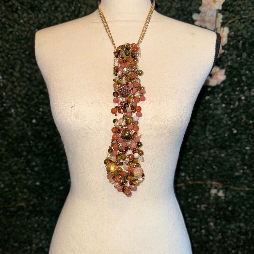 Black The Legacy Tie: Handmade Beaded Statement Tie Necklace Accessories