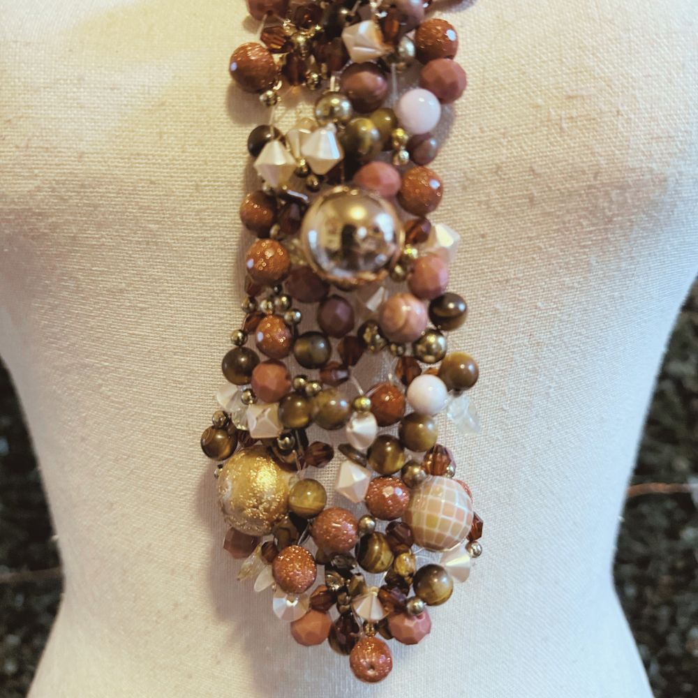 Tan The Legacy Tie: Handmade Beaded Statement Tie Necklace Accessories