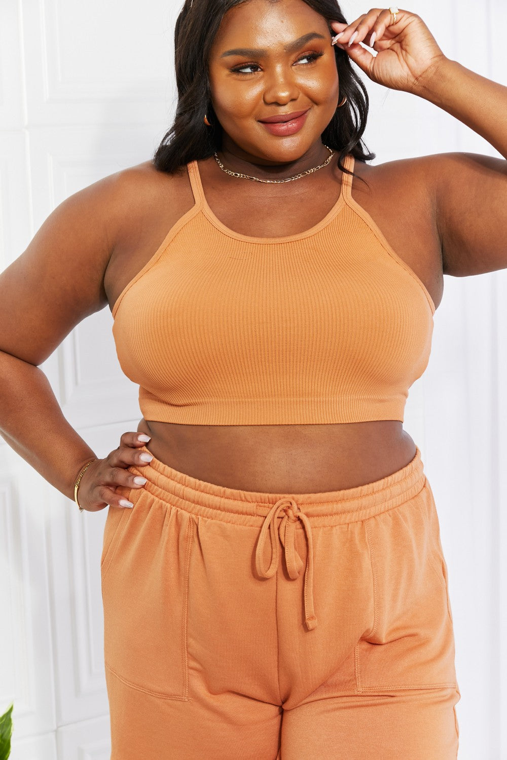 Dark Salmon Soak Up The Sun Ribbed Seamless Crop Cami Top Clothes
