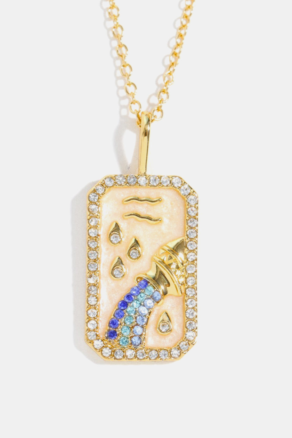 White Smoke Rhinestone Constellation Pendant Copper Necklace Zodiac