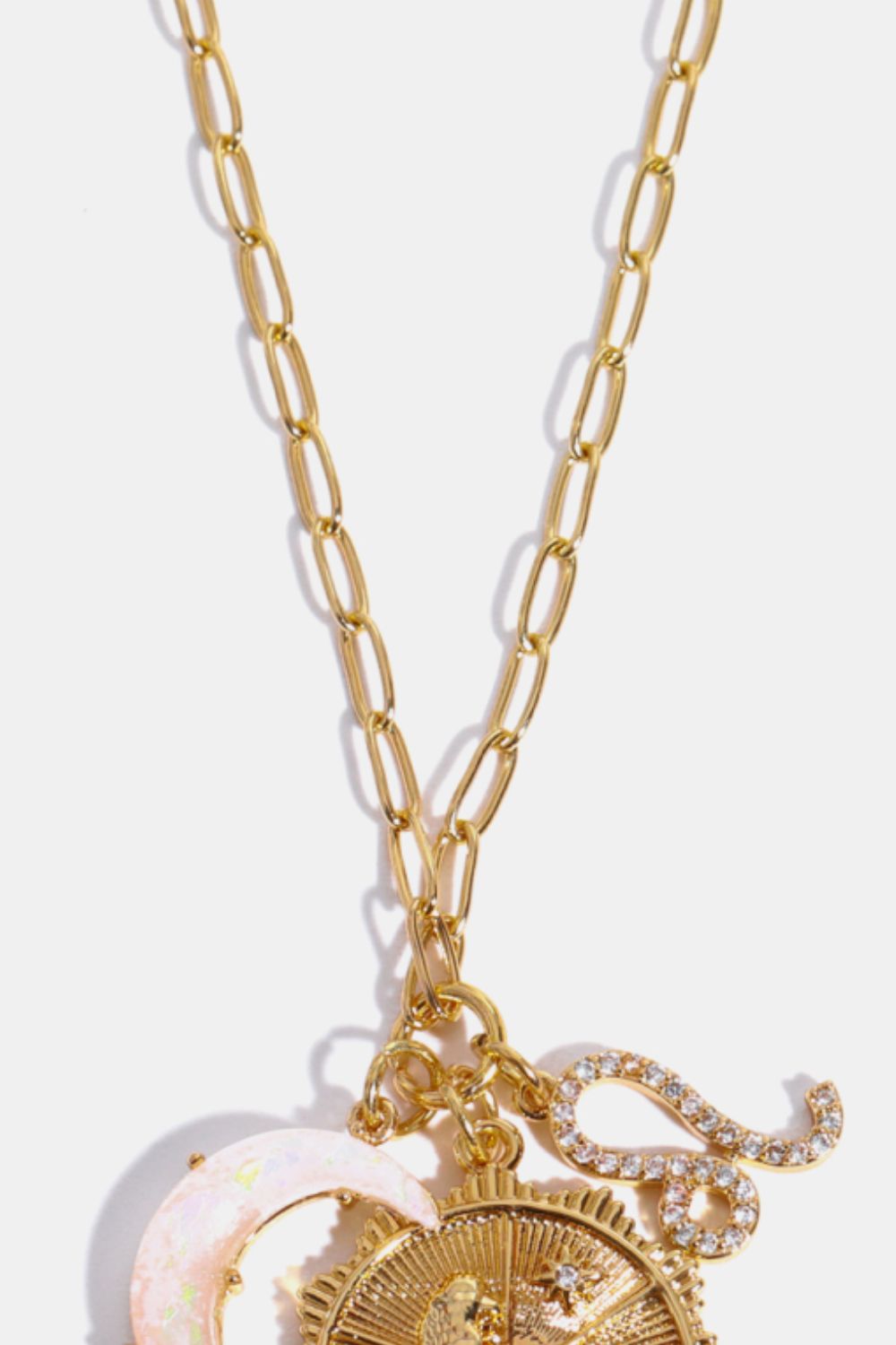 White Smoke Constellation and Moon Pendant Copper Necklace Zodiac