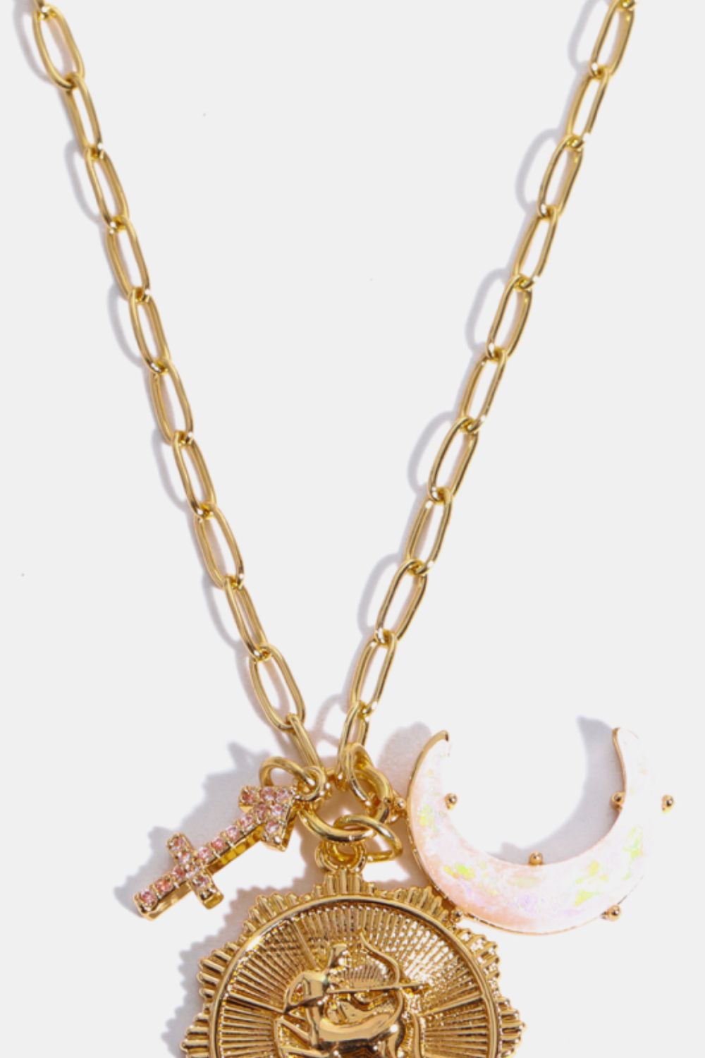 White Smoke Constellation and Moon Pendant Copper Necklace Zodiac