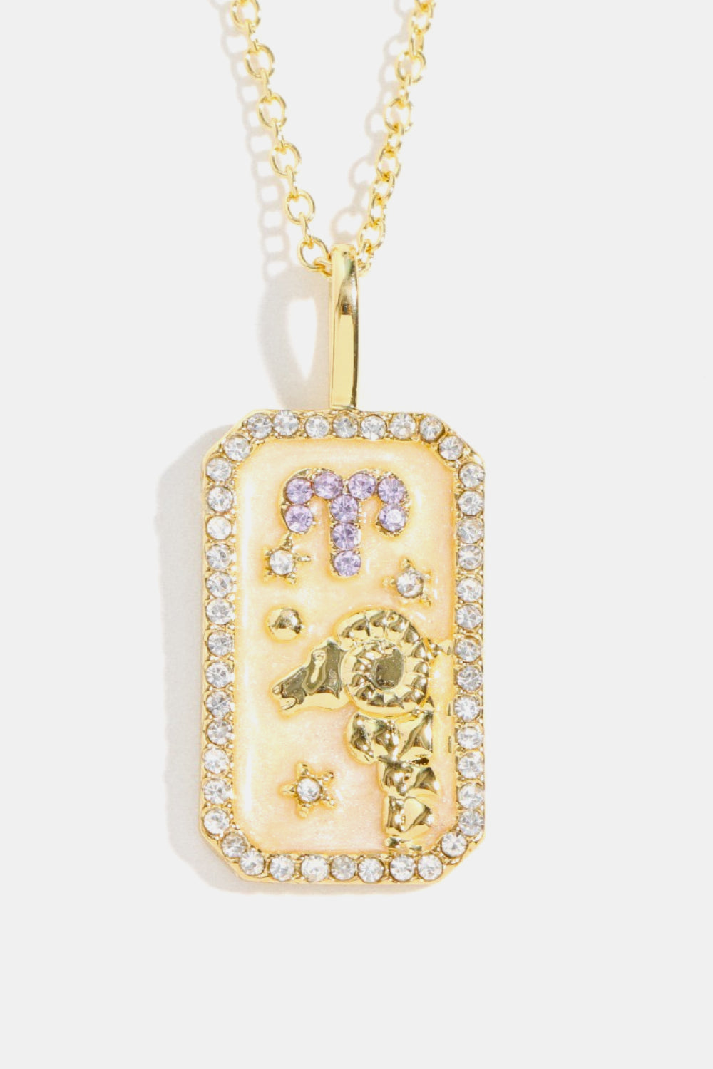 White Smoke Rhinestone Constellation Pendant Copper Necklace Zodiac