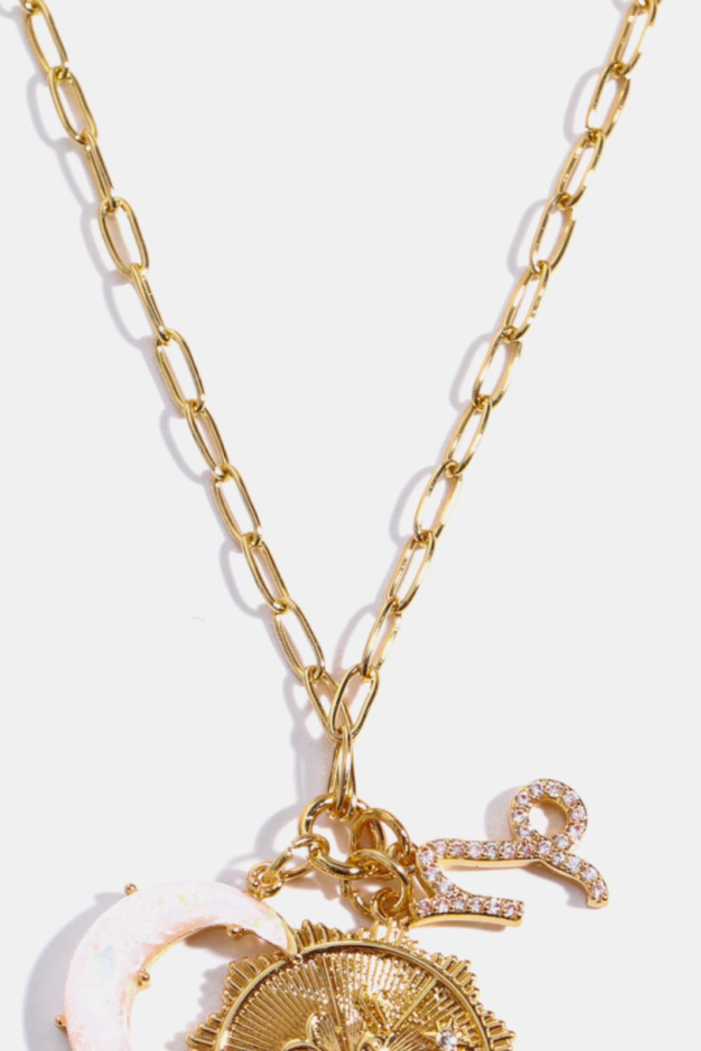 White Smoke Constellation and Moon Pendant Copper Necklace Zodiac