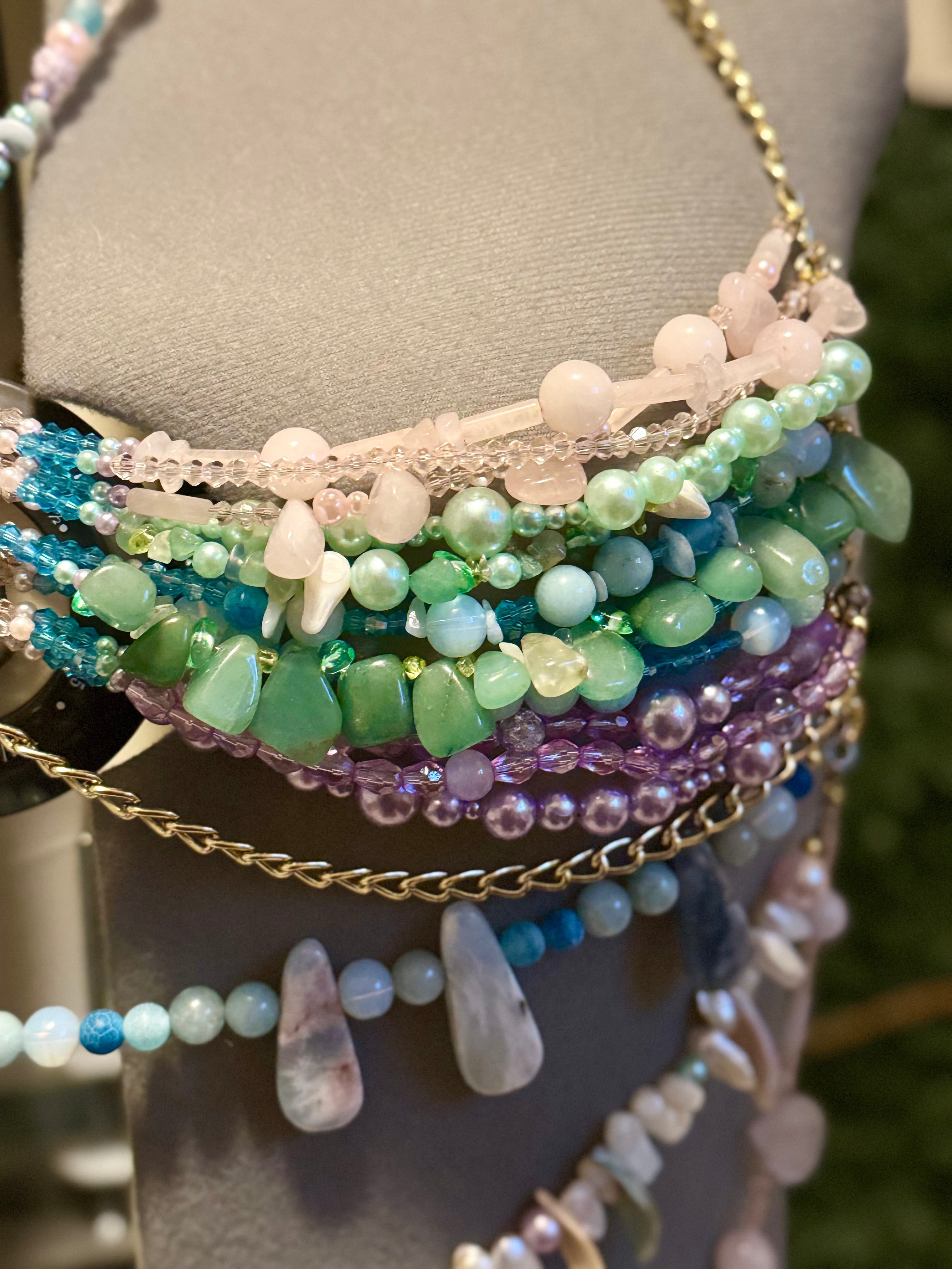 Dark Slate Gray Beaded Fairy Goddess Bra β Handcrafted for Ethereal Style Custom