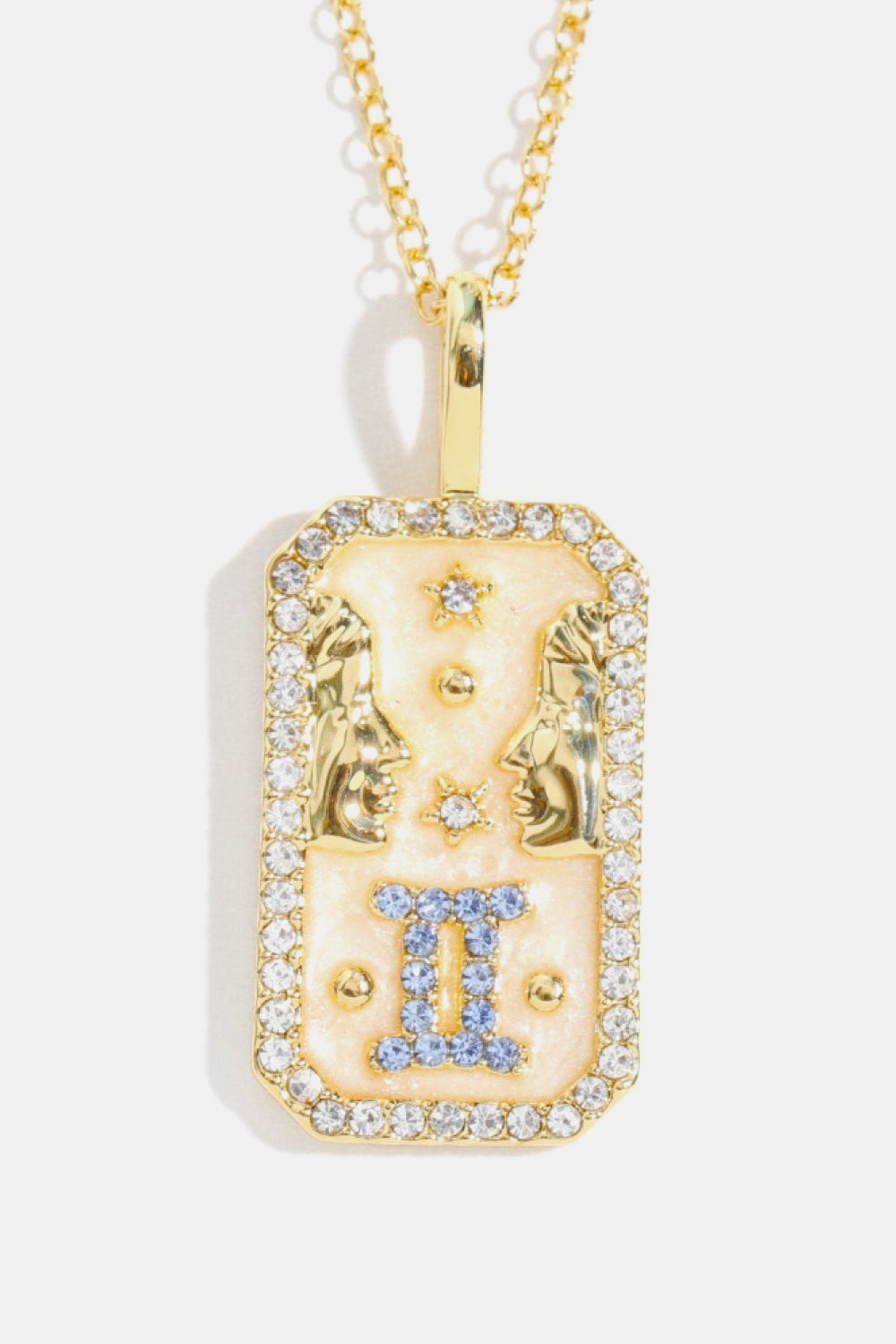 White Smoke Rhinestone Constellation Pendant Copper Necklace Zodiac