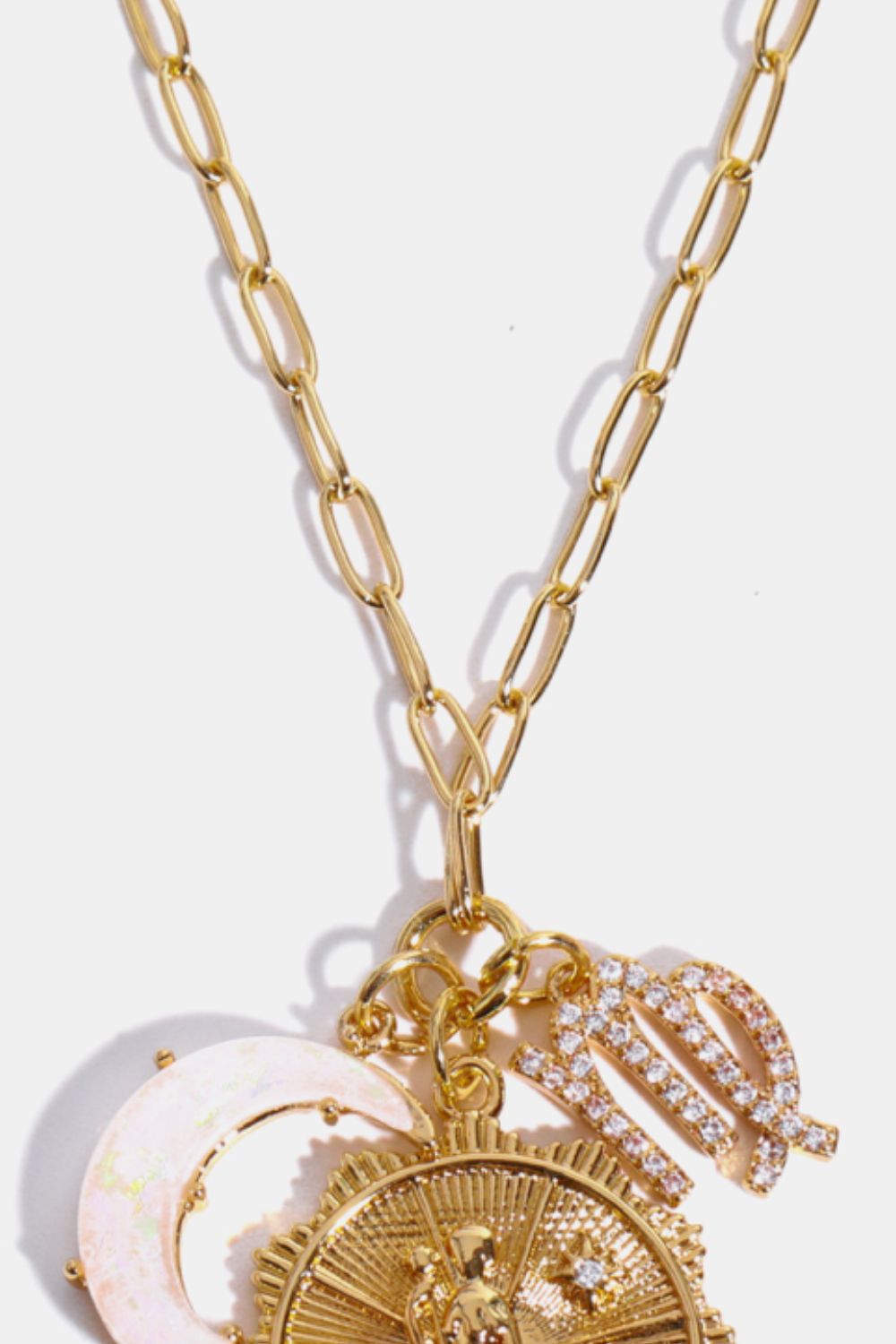 White Smoke Constellation and Moon Pendant Copper Necklace Zodiac