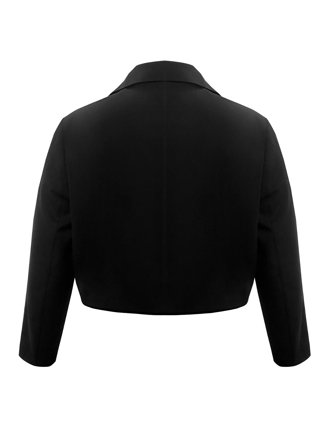 Black Plus Size Buttoned Lapel Collar Long Sleeve Blazer Trends