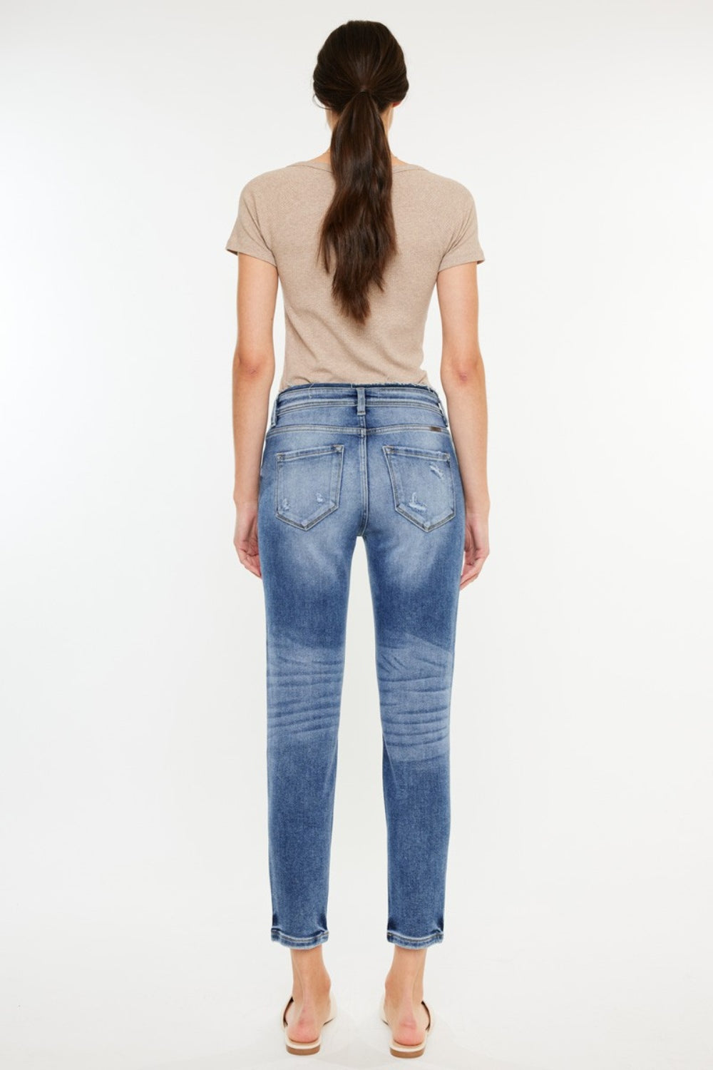 White Smoke Kancan High Rise Distressed Mom Jeans Denim