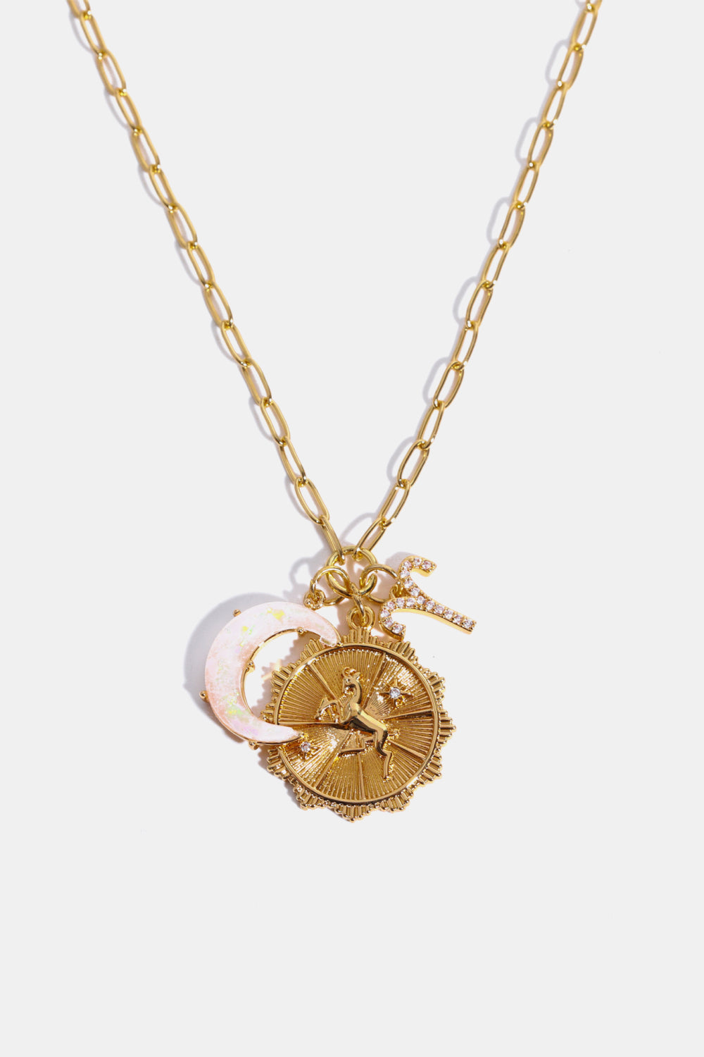 White Smoke Constellation and Moon Pendant Copper Necklace Zodiac