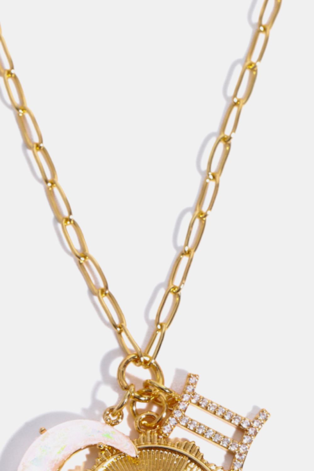 White Smoke Constellation and Moon Pendant Copper Necklace Zodiac