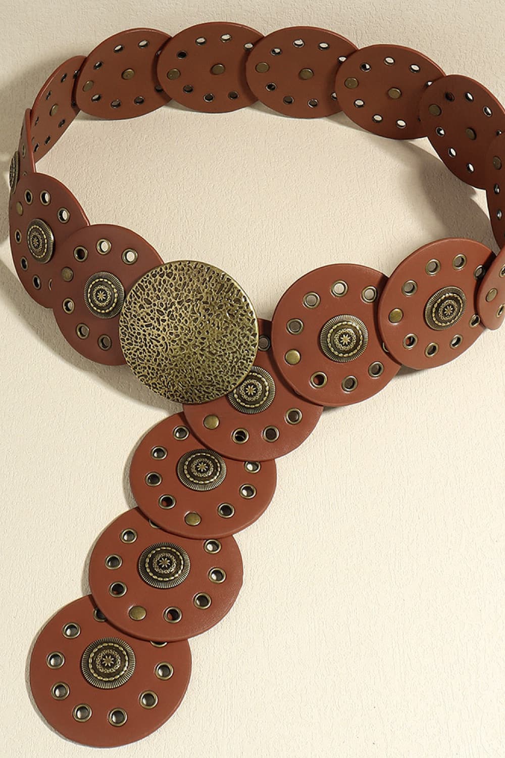 Bisque Round Shape PU Leather Belt