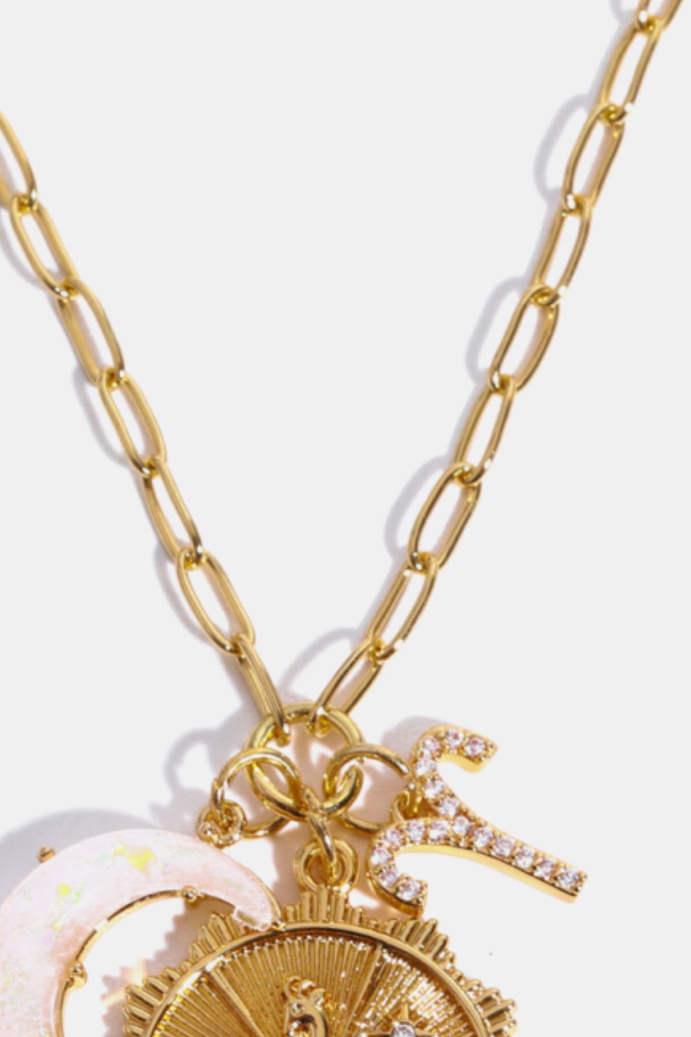 White Smoke Constellation and Moon Pendant Copper Necklace Zodiac