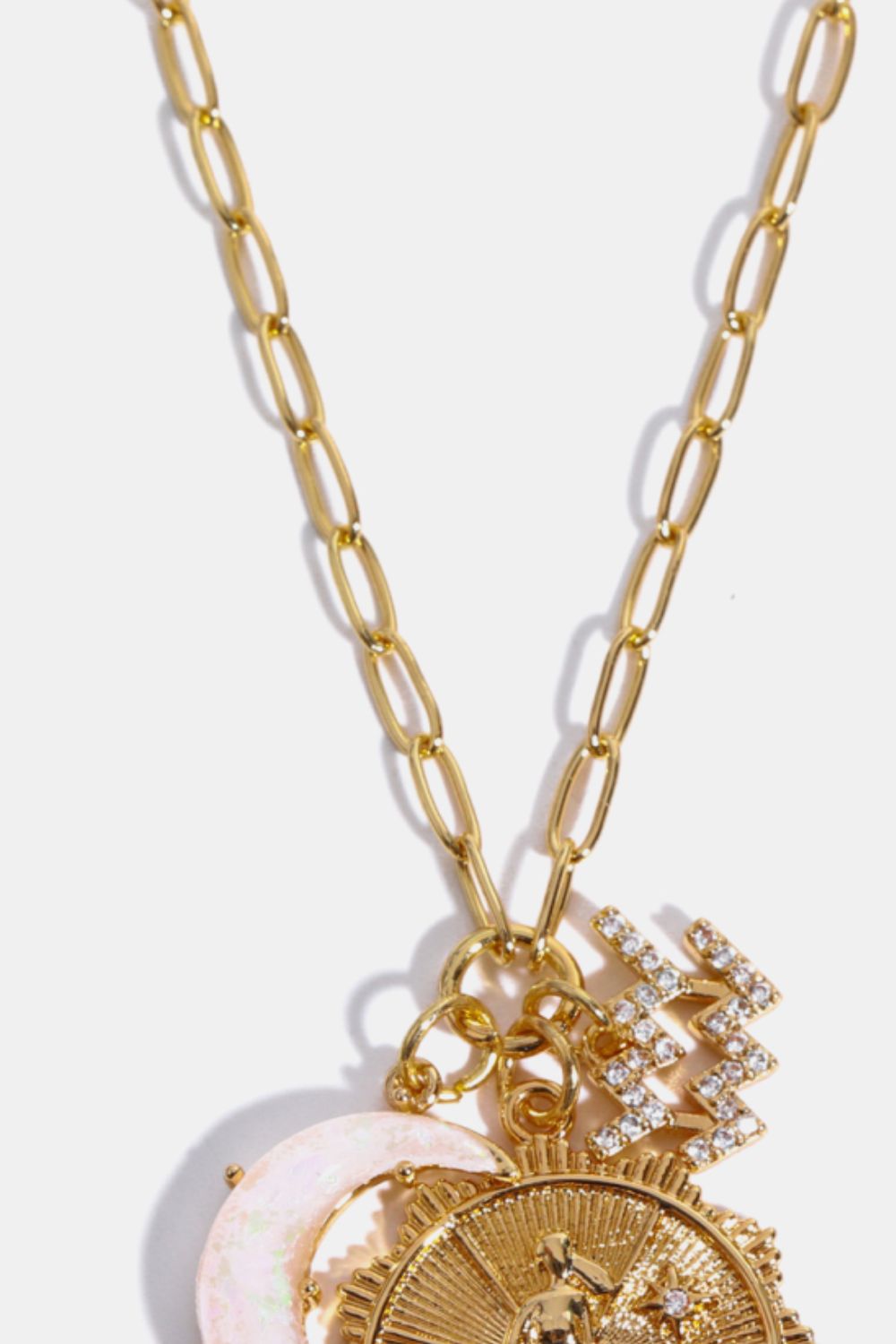 White Smoke Constellation and Moon Pendant Copper Necklace Zodiac