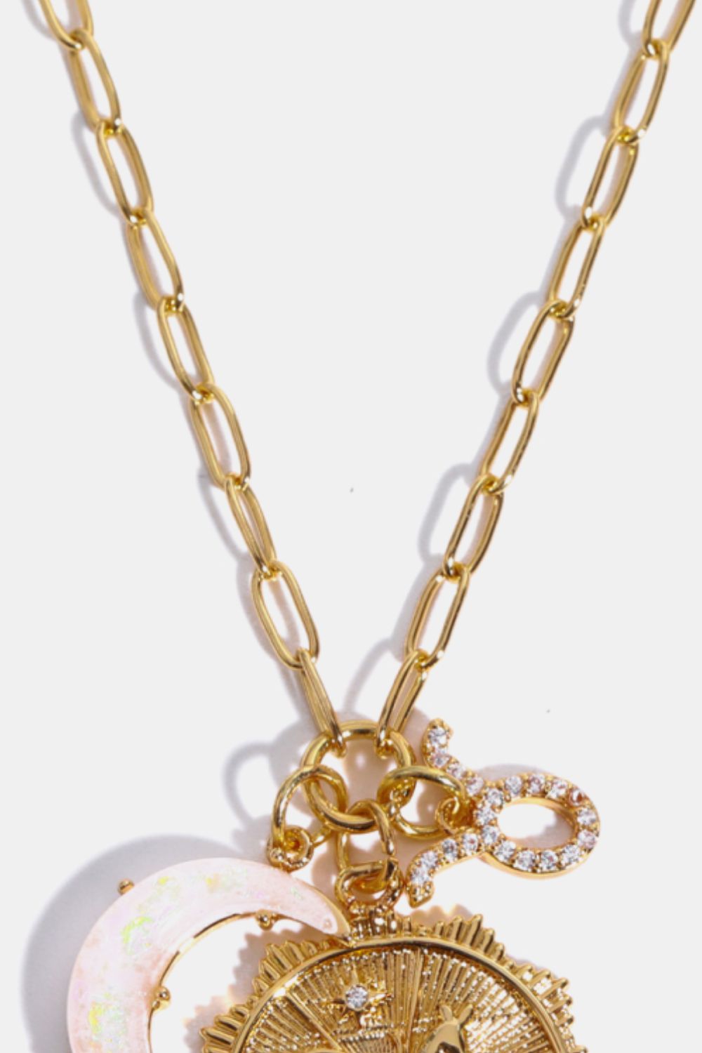 White Smoke Constellation and Moon Pendant Copper Necklace Zodiac