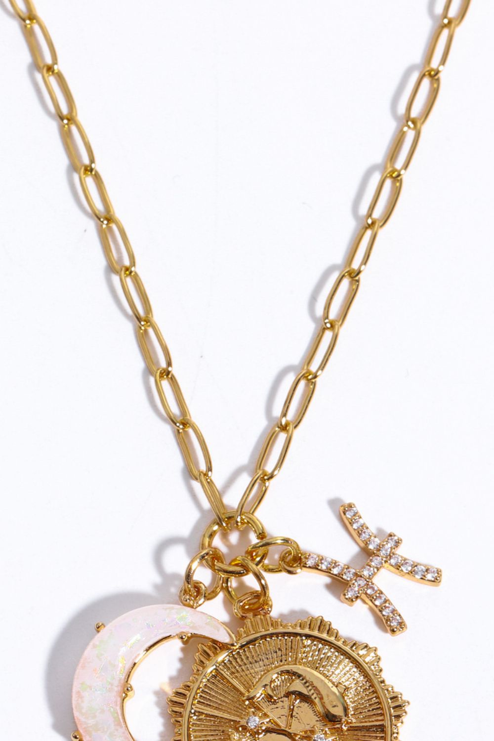 White Smoke Constellation and Moon Pendant Copper Necklace Zodiac