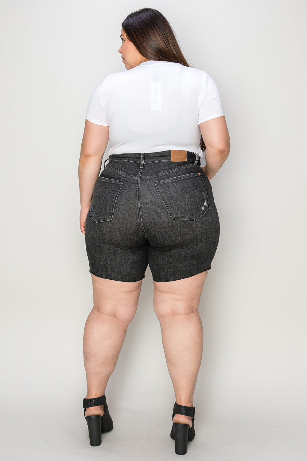 Light Gray Judy Blue Full Size High Waist Tummy Control Denim Shorts Denim