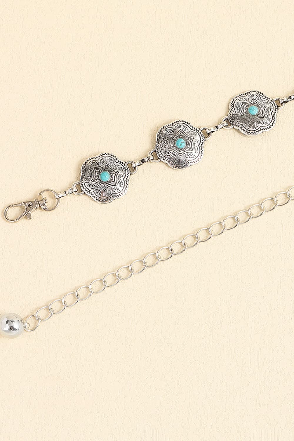 Antique White Vintage Turquoise Alloy Belt