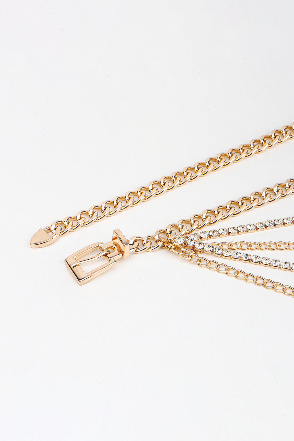 White Smoke Rhinestone Decor Metal Chain Belt Trends