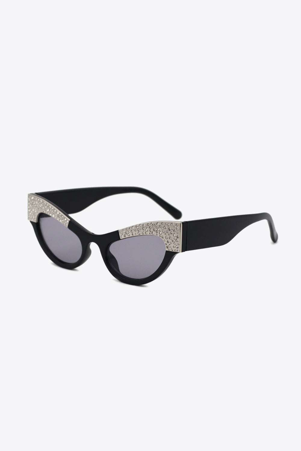 White Smoke UV400 Rhinestone Trim Cat-Eye Sunglasses Sunglasses