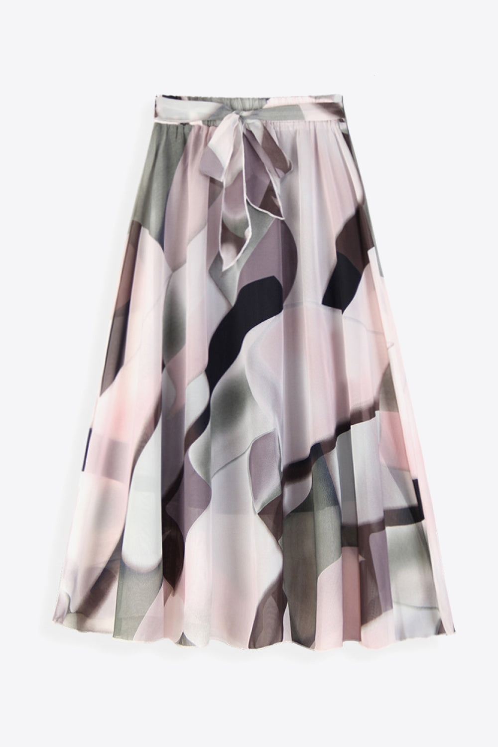 Lavender Till The Sun Comes Out Full Size Floral Tie-Waist Skirt Midi Skirt