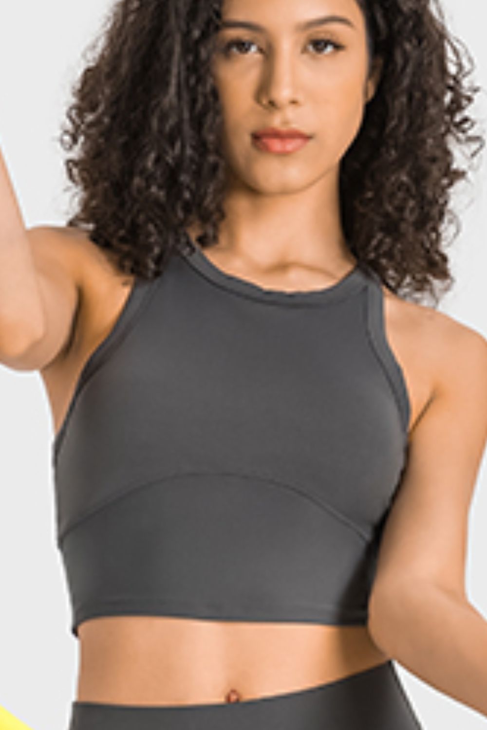 Tan Girl Power Racerback Cropped Sports Tank activewear