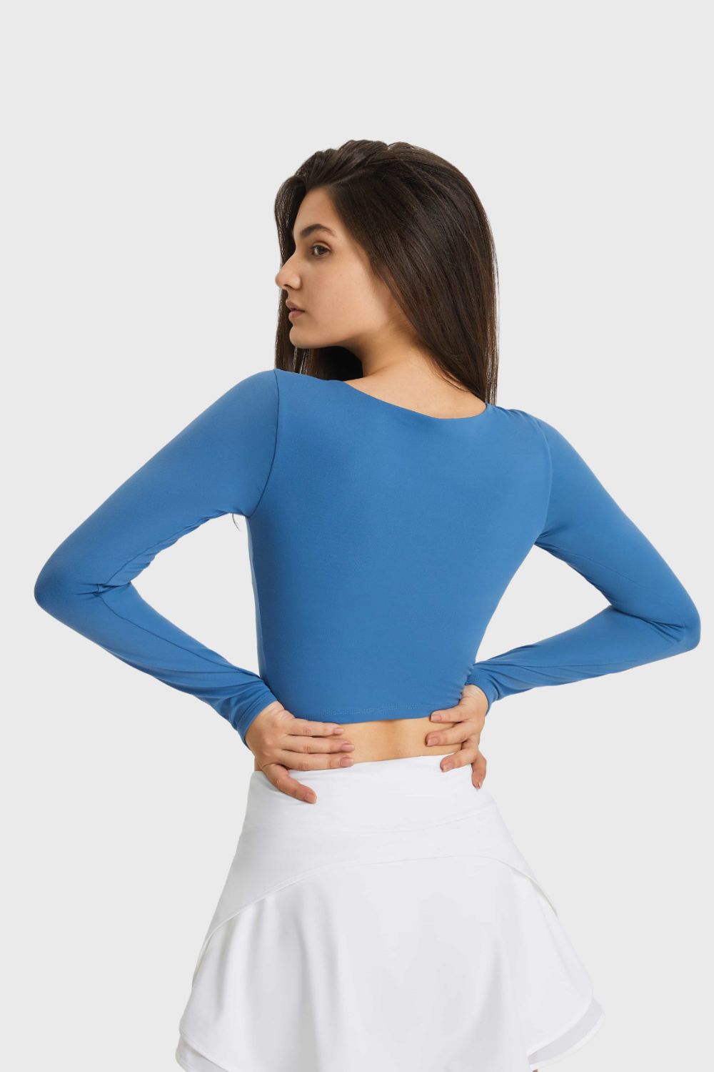 Dark Slate Blue Train Like A Beast Cutout Long Sleeve Cropped Sports Top activewear