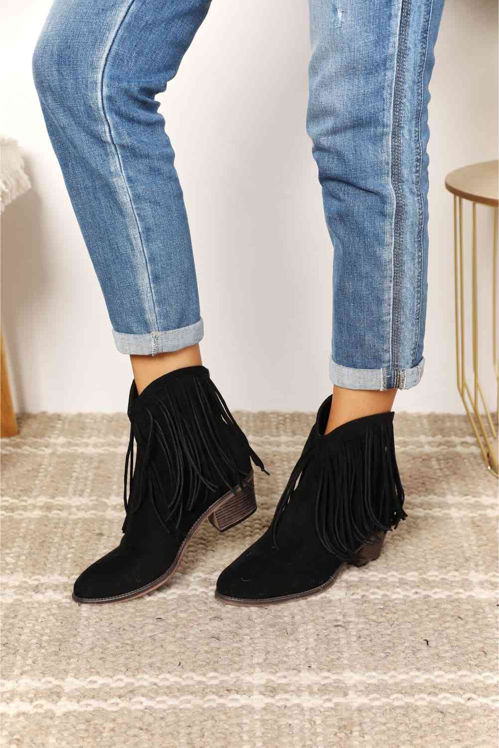 Gray Legend Women's Fringe Cowboy Western Ankle Boots Shoes