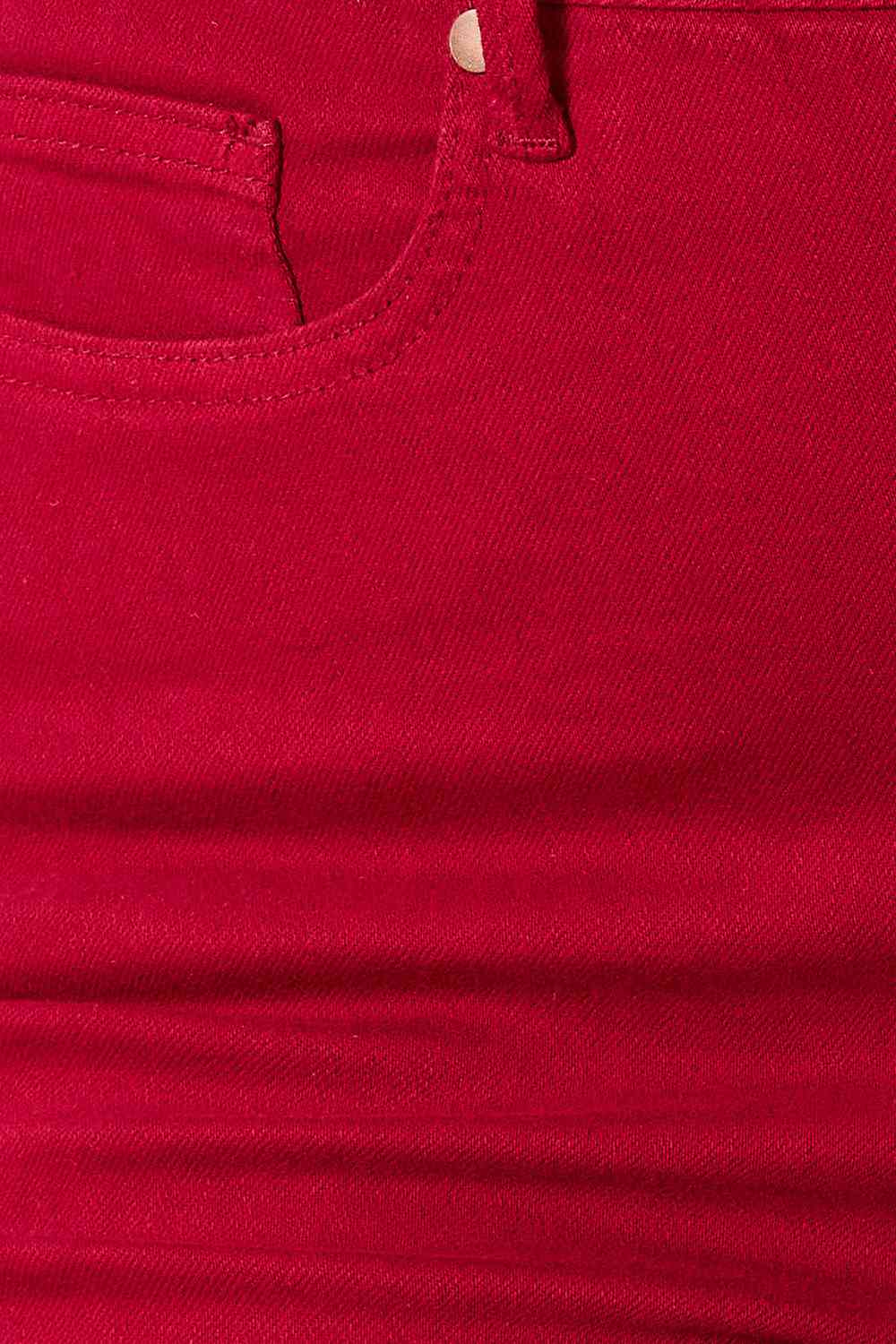 Firebrick Judy Blue Full Size High Waist Tummy Control Skinny Jeans Denim