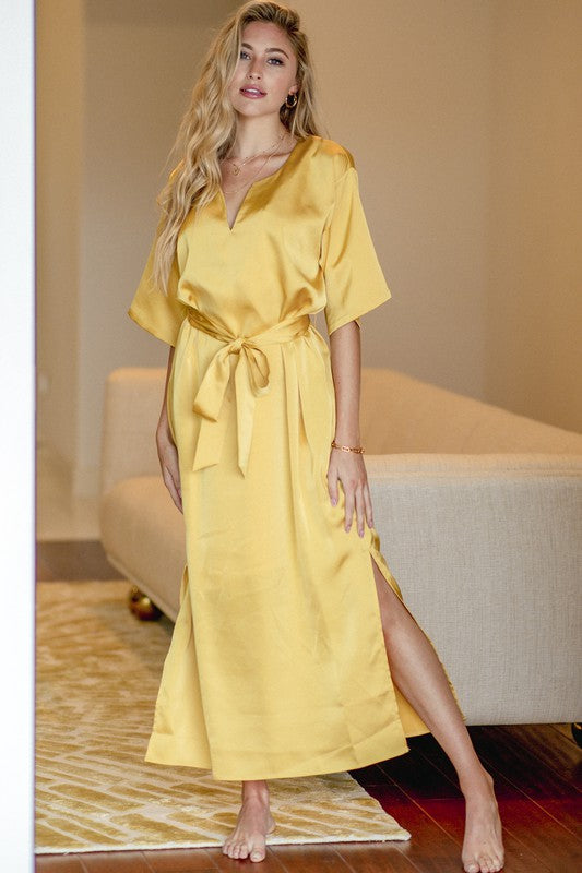 Light Goldenrod Sammantha Satin Maxi Dress Dresses
