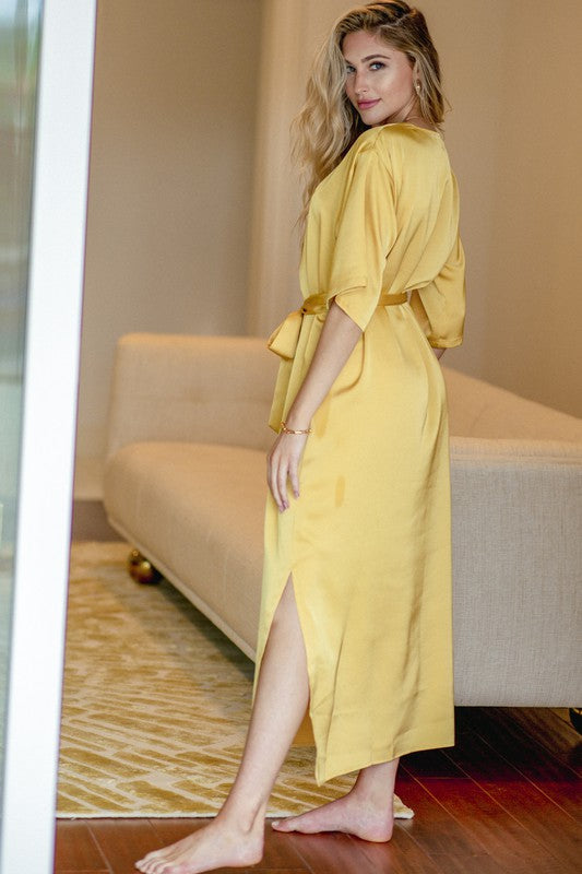 Tan Sammantha Satin Maxi Dress Dresses