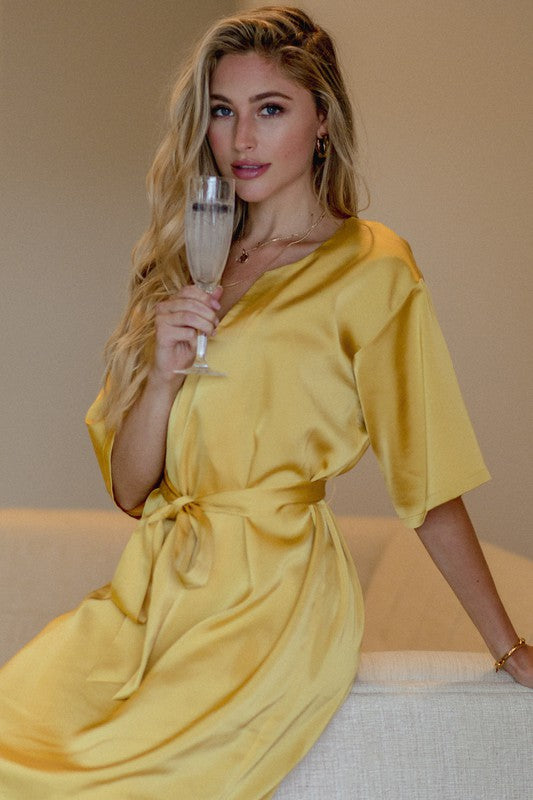 Dark Khaki Sammantha Satin Maxi Dress Dresses