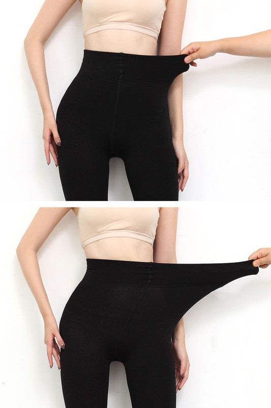 Black Solid Black Leggings Shapewear