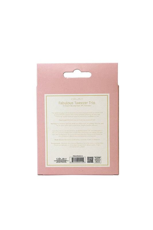 Light Gray Celavi 3 Piece Rose Gold Tweezer Set Tweezers