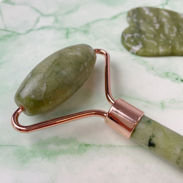 Dark Olive Green Jade Facial Roller Set Facial Roller