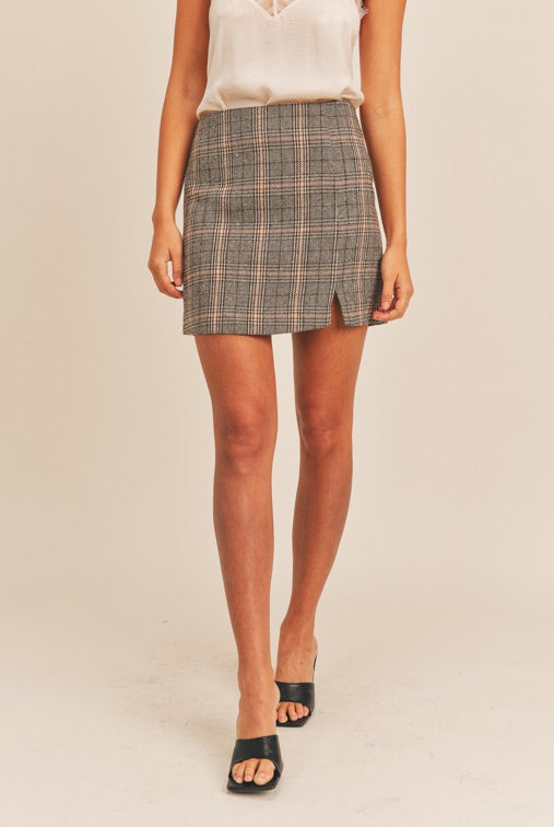 Light Gray Aretta Plaid Mini Skirt Skirts