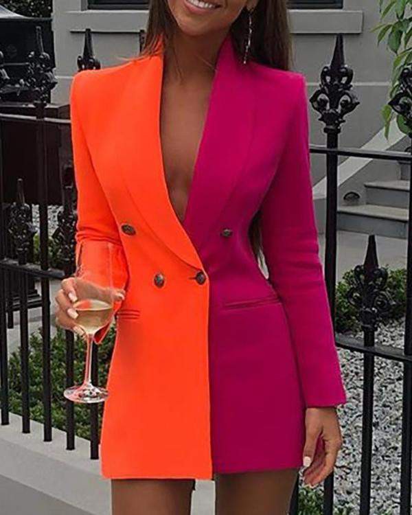 Sienna Tangerine Duo Tone Blazer Dress Dresses